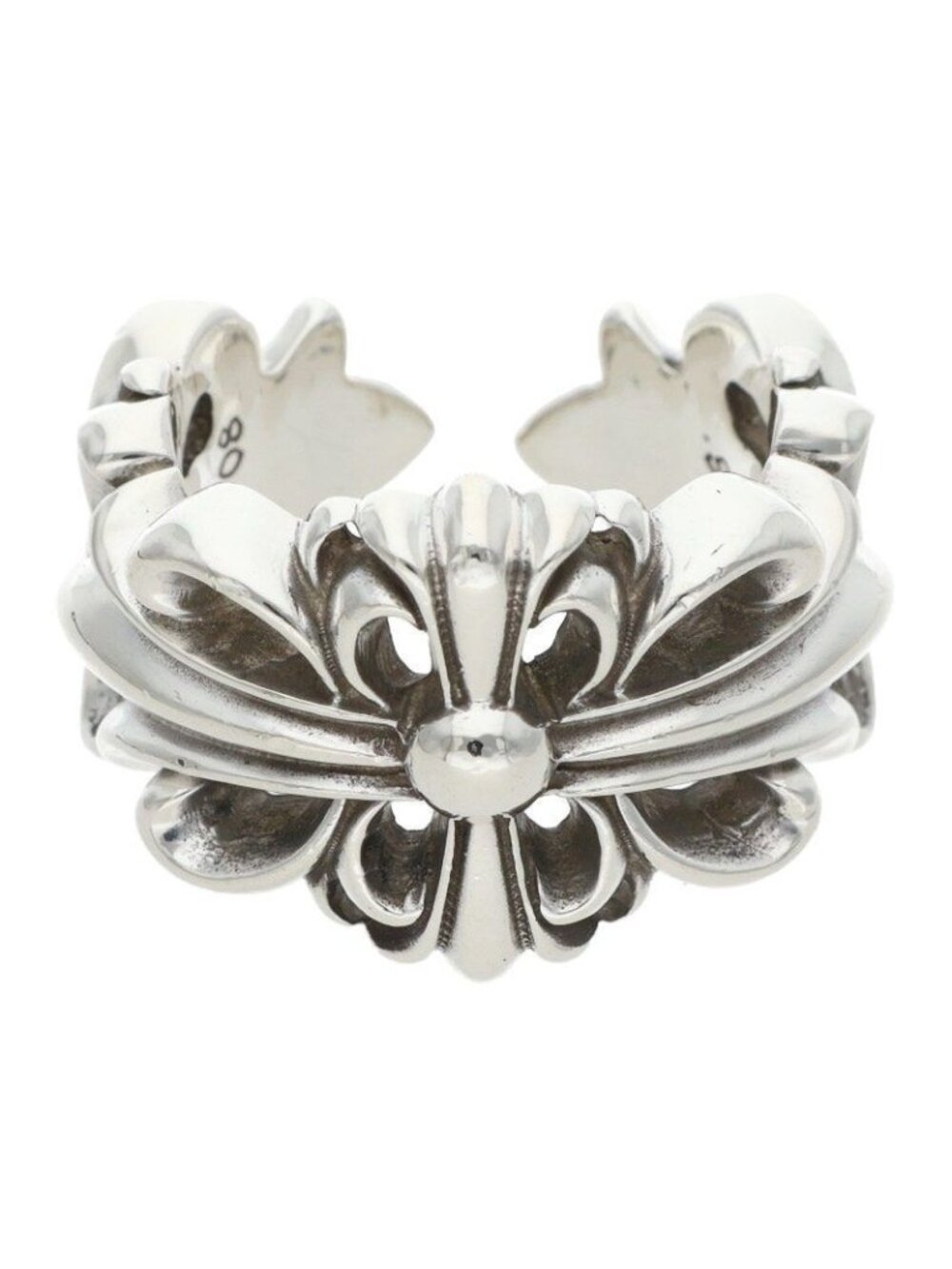 Chrome Hearts Dbl Flrl Double Floral Cross Silver Ring